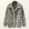 Jackets femininos outono de inverno casaco curto casaco de leopardo cardigan imitação suéter de vison com casacos feminino 2023 roupas lojas lojas femininas