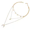 Pendant Necklaces Bohemian Gold Color Star Choker Necklace For Women Chains Moon Statement Boho Jewelry Gift