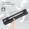 Tripés Andoer 153cm/60in Câmera portátil Tripé Stand Aluminum Alumony com saco de transporte de cabeça de bola para smartphone de câmera DSLR