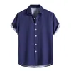 Hommes t-shirts hommes printemps et été décontracté revers simple boutonnage pleine impression mode coréenne Slim Fit vacances bouton surdimensionné chemise