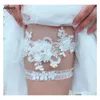 Bridal Garters White Lace Flower Sexy Rhinestones Pearls Wedding Leg Belt Romantic Thigh Garter Ring For Women Bride Accessories Dro Dhvva