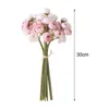 Flores decorativas 9PCs/Bouquet Artificial Simulation Flower Flor Longa Rosas Vibrantes Bloom para Casamento