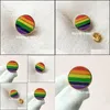 Pins Broches 10Pcs Colorf Round Metal Craft Badge personnalisé Épingles en émail dur et broche Arc-en-ciel Mignon Unique Gay Pride Les Lesbian Lap Dhied