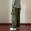 Men's Pants Fashion Men Parachute Cargo Pants Wide Leg Straight Baggy Oversize Trousers Big Pocket Hip Hop Military Casual Bottoms Black 230307