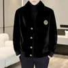 Plush Fluffy Leather Jacket Mäns överdimensionerad termisk jacka Mäns kontrast LAPEL Panel Jacket Winterificial Fur Mink Short Brown Coat S-4XL
