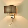 مصباح الجدار LED حديث من القماش البسيط بجانب السرير مع التبديل عبر مرآة غرفة المعيشة غرفة نوم