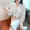 Women's Blouses Elegant Women 2023 Suit Shirts Office Lady Work Wear With Bow Tops Female Pullovers Long Sleeve Clothings T737