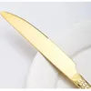 Servis uppsättningar 4st Golden rostfritt stål besticksked Set Fork Kniv Steak Soup Dessert Ice Komplett middag med låda