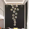 ثريات دائرة LED VILLA غرفة المعيشة الدرج Light Loft Crystal Hanging Home Decor Decor