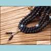Bärade strängar 10pc/set naturstenpärlor Elastiska lava rockarmband med rostfritt stål charm pärlhandgjorda smycken droppe dhjcb