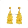 Charm Colorf Layered Tassel Earrings Bohemian Dangle Drop For Women Girls Tiered Druzy Stud Gifts Delivery Jewelry Dhreo