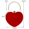 HBP Red Heart Design Women Clutch Small Diamonds Golden Velvet Evening Bags Party Wedding Handväskor Väska för kvinna