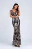 Casual Dresses Top Quality Sequined Beading Floor Length Sheath Mesh Elegant Dress