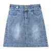 Jeans feminina mulher retro jeans shorts saia feminina de rua de verão feminina curta damas casuais All Match Elastic A-Line G80