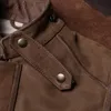 Men's Vests 2023 Vintage Brown Safari Style Genuine Leather Vest Men Plus Size 4XL Real Natural Thick Cowhide Spring Slim Fit Short Coat