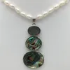 Hänge halsband naturligt sötvatten pärlhalsband 5-7nn abalone shell 27x64mm tibetansk silver lås