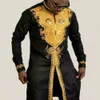 Etniska kläder afrikansk dashiki klänningskjorta män afrikanska kläder lyxiga metallguld tryckt stativ krage skjorta afrikanska män traditionell outfit 230307