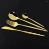 Din sets sets 30 stcs rose goud flatware servies set vork dessert lepel mes keuken keuken roestvrijstalen huizen diner