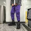 Men's Pants Purple Men Cargo Pants Spring Loose Hip Hop Joggers Trousers Pockets Overalls Fashion dent Sweatpants Korean Male Streetwear Z0306