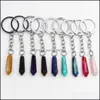 Keychains lanyards natuursteen zeshoekige kolom sleutelhanger waterdruppel