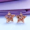 Stud Pendientes 585 Chapado en oro púrpura 14K Rose Exquisita estrella brillante Ear Studs Charm Romántico para mujeres Alta joyería