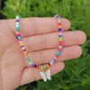 Choker personlighet Färgglada pärlor kedja halsband akrylfjäril hänge etnisk stil enkel smyckeflicka gåva