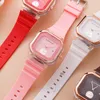 Нарученные часы прозрачные Quartz Watch Sports Watchs Kids Children For Girls Boys Square Женщины электронные