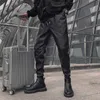 Pantalons pour hommes Nouveaux pantalons en cuir pour hommes Tendance Mode Épaissie Chaud Moto Coupe-Vent Imperméable PU Noir Pantalon Harajuku Homme Streetwear Z0306