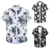 Men's T Shirts Male Summer Hawaii Tops Shirt Flower Print Top Short Sleeve Social Dress Street Wear Blouse For Spring Autumn