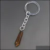 Keychains lanyards natuursteen zeshoekige kolom sleutelhanger waterdruppel