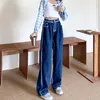 Jeans da donna 2023 Pantaloni in denim autunnali a vita alta mostrano magrezza asciugare il pavimento con gamba larga abbigliamento femminile