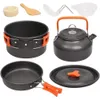 Camp Kitchen Camping Cookware Kit Outdoor Pot Pan Kettle Portable Set for Cooking Tableware Hiking and Picnic 230307