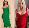 Sukienki swobodne Wysokiej jakości różowy zielony czerwony czerwony bodycon długość kolan Rayon Bandage sukienka wieczorowa sukienka imprezowa vestidos Z0216