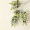 Dekorativa blommor 62 cm konstgjorda eukalyptus lila saftiga växter diy vinter falska blad vit grön bröllop hem dekoration hantverk blomma