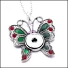 Pendant Necklaces Snap Button Jewelry Rhinestone Colorf Snowflake Oval Shape Fit 18Mm Snaps Buttons Necklace For Women Men Noosa Dro Dhdip
