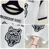 2023 lettere estive maglione sottile manica corta girocollo donna vintage pullover maglieria moda magliette di seta sciolte di ghiaccio top