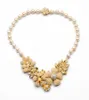 Pendant Necklaces Chic November Style Charm Gold Color Acrylic Glass Flower Simulated Pearl Beads Wedding Necklace