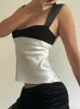 Women's Tanks Camis Cryptographic Y2K Satin Sexy Plunge Crop Top Summer Outfits Panelled Sexy Backless Skinny Vest Top Cropped Streetwear 230307