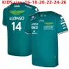 Aston Martin Aramco Cognizant F1 2023 OFFICIAL TEAM T-shirt Aston Martin F1 Team Spanish Racing Driver Fernando Alonso 14 och promenad 18 Överdimensionerade barnstorlek: 16-26