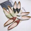 Sapato de vestido sapatos planos de balé preto planos para mulheres zapatos planos de mujer pontão de ponta de cor sólida tamanho grande 44 45 mocassins verdes 230307