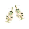 Boucles d'oreilles pendantes Feutre Retour Pierre Strass Margarita Cocktail Avec Noeud Papillon Décor Tequila Bijoux Vert Boisson