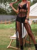 Casual Dresses Transparent Se genom paljett sexig veckad Summer Bohemian Woman Chic Evening Ladies 2023 Festival Outfits Ravecasual