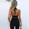 T-shirts pour femmes Sexy Neck Strap Retro Short Style Solid Irregular Top Summer