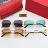 luxury Designer Sunglasses rimless carti glasses cut eyeglasses lunette Fashion Wooden eyewear Big Square Gold Frame UV400 Beach Show square sunglass With box