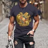 Męskie koszule 2023 Modne Logo paski 3D Prinowanie ponadwymiarowych koszulek Letnie krótkie rękawy oddychające topy