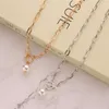 Pendant Necklaces Fashion Bead Necklace Clasp Pearl For Women Metal Charm Choker Gold Silver Color Clavicle Chain JewelryPendant