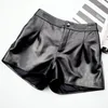 Damen-Shorts, hochwertig, hohe Damen-Schaffell-echtes Leder, elastische Taille, lockere Passform, Boot-Cut, weites Bein, lässige Streetwear-Hose