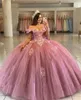 Quinceanera Dresses Princess Sweetheart Appliques Flowers Ball Gown Lace-Up Plus Sweet Sweet 16 데뷔 파티 생일 멍청이 DE 15 Anos 24