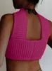 Tanques femininos Camis malha de trânsito halter tops mulheres sem costas tanques sólidos sexy tanques top y2k verão moda em camisola touewwear cutaspped tees 230307