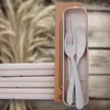 Dijkartikelen sets tarwe stro eetstokjes vorken lepels driedelige set draagbaar tafelgerei voor werk student reisdoos rijstlepel rijst lepel